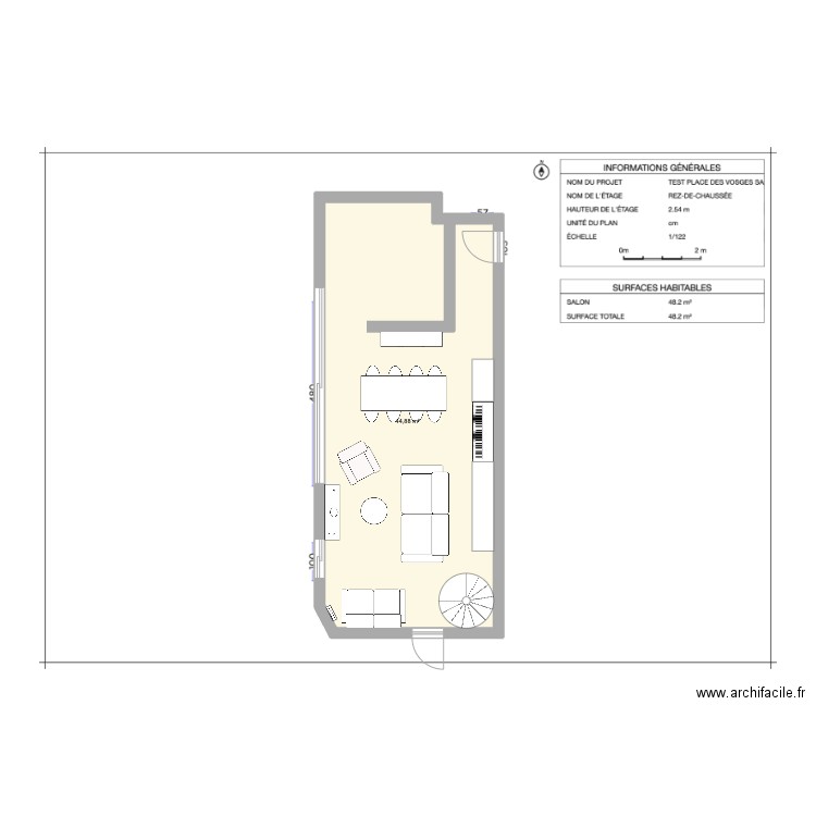 PLACE DES VOSGES. Plan de 1 pièce et 45 m2