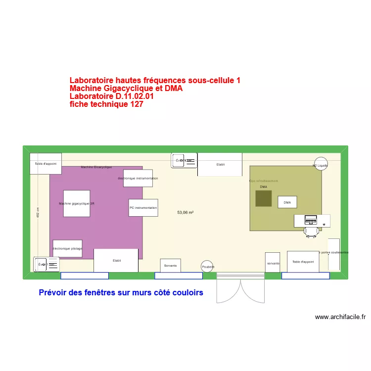 Labo hautes fr&eacute;quences sous cellule 1 V2. Plan de 