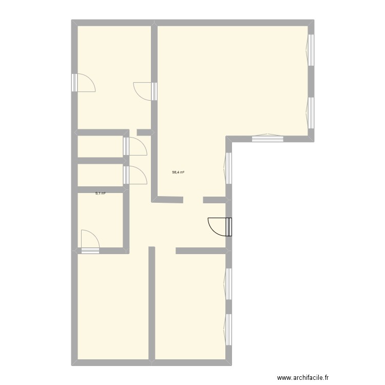 plan 1. Plan de 2 pièces et 108 m2