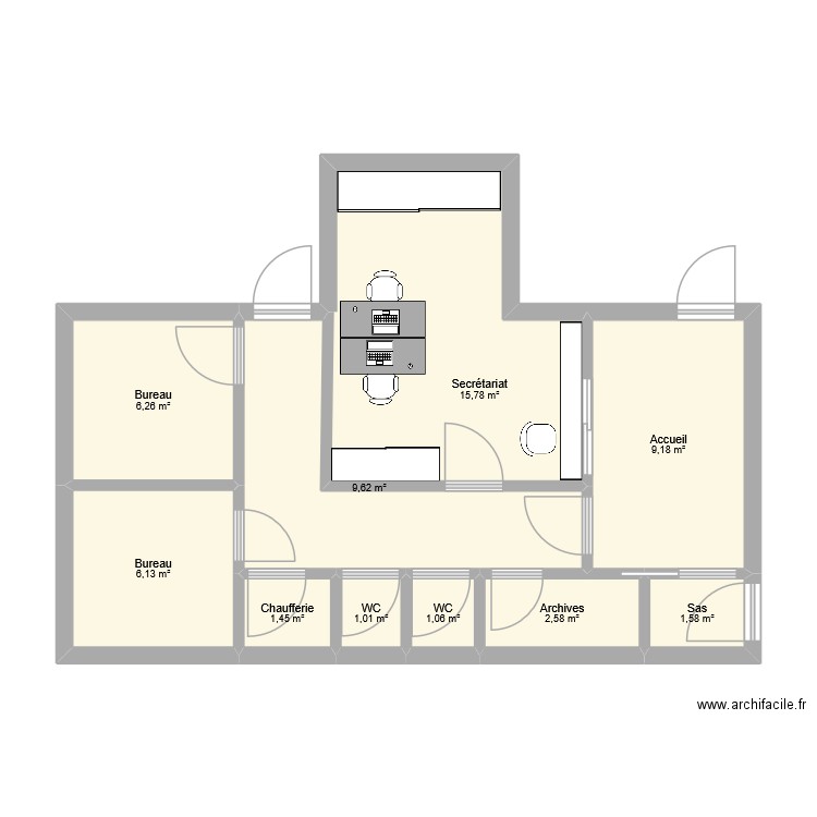 ACCUEIL SVDP EVOLUTION bis. Plan de 10 pièces et 55 m2