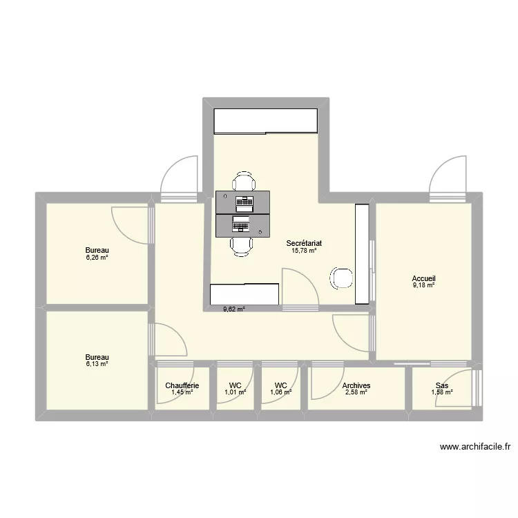 ACCUEIL SVDP EVOLUTION bis. Plan de 10  et 55 m²