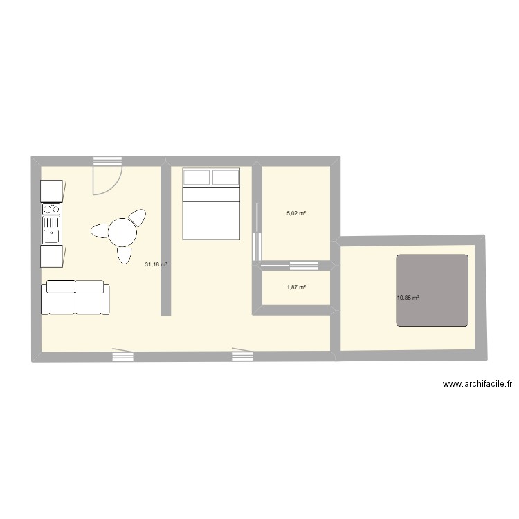 AIRBNB. Plan de 4 pièces et 49 m2