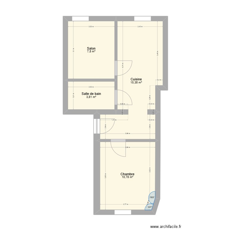 Claes Plan MAAMERI. Plan de 4 pièces et 38 m2