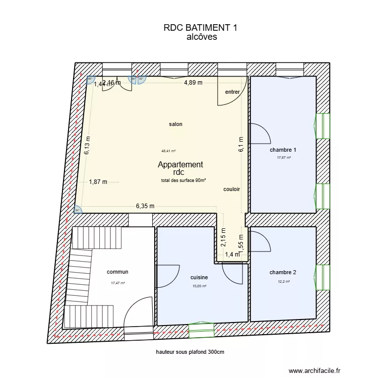 RDC Bâtiment 1 grand salon. Plan de RDC Bâtiment 1 grand salon. Plan de