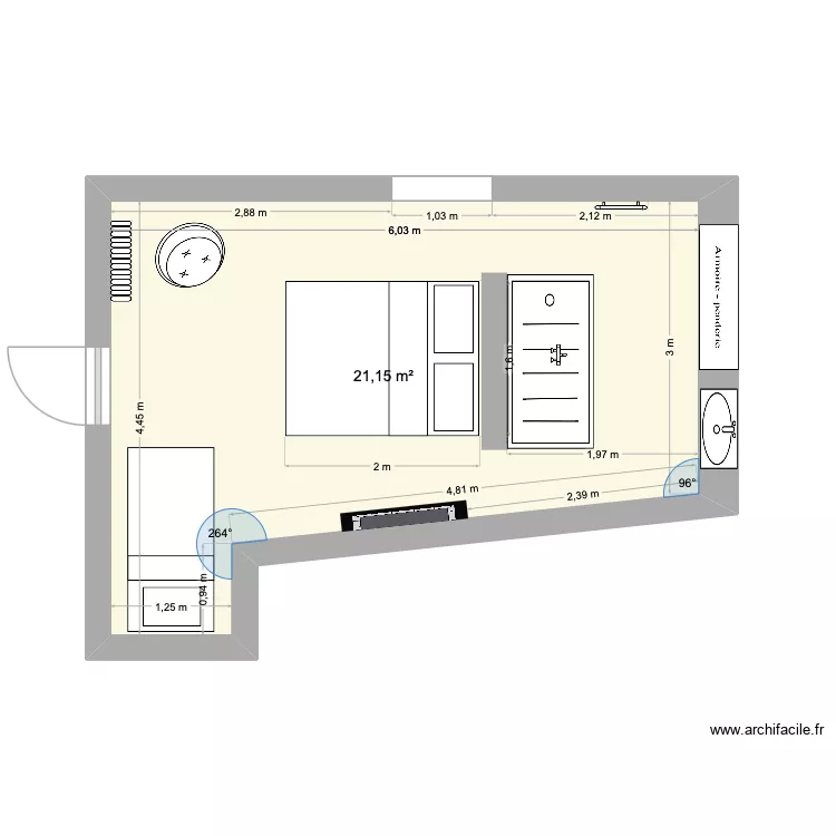 chez mamie Paulette. Plan de 1 pièce et 21 m² chez mamie Paulette. Plan de 1 pièce et 21 m²