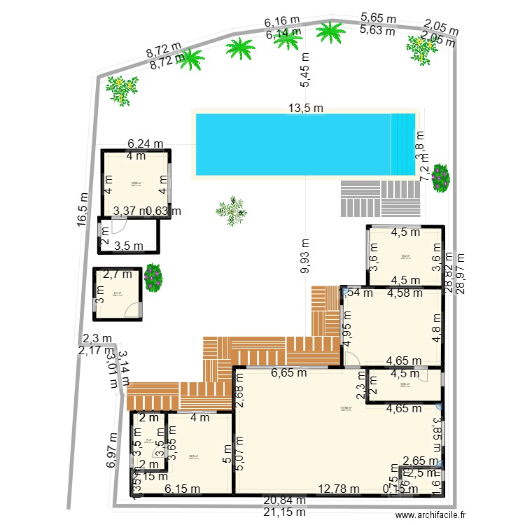 Villa 1APool120. Plan de 7 pièces et 197 m2