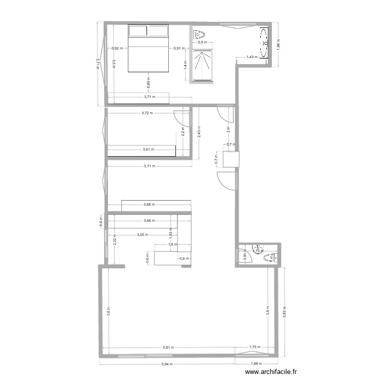 plan appartement complet v1. Plan de 0 pièce et 0 m2