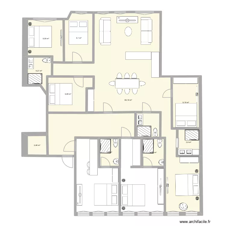 Bizot 3&egrave;me V3. Plan de 10 pièces et 144 m²