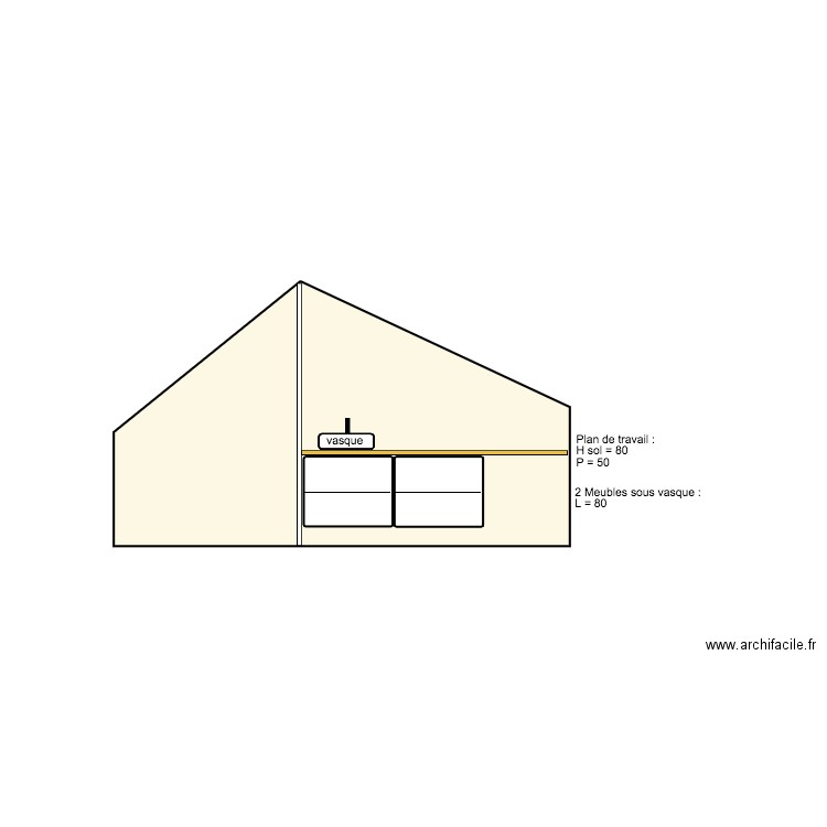 Plan coupe SDB Combles. Plan de 0 pièce et 0 m2