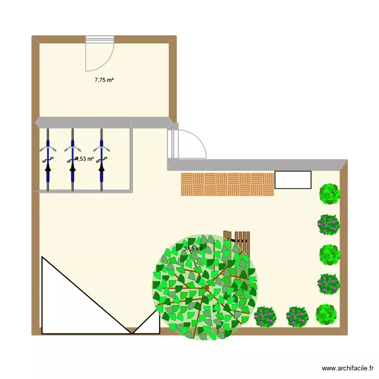 Ext&eacute;rieur devant 4. Plan de 3 Pièces et 50 m²