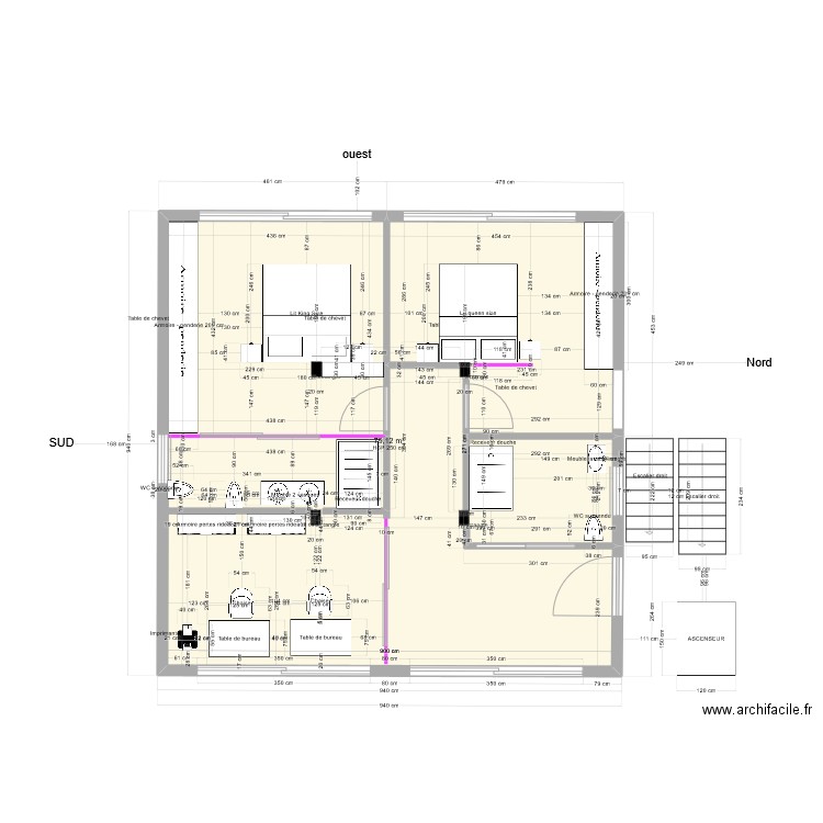 Etage surface 54m2 V3-2 nouveau. Plan de 1 pièce et 79 m2