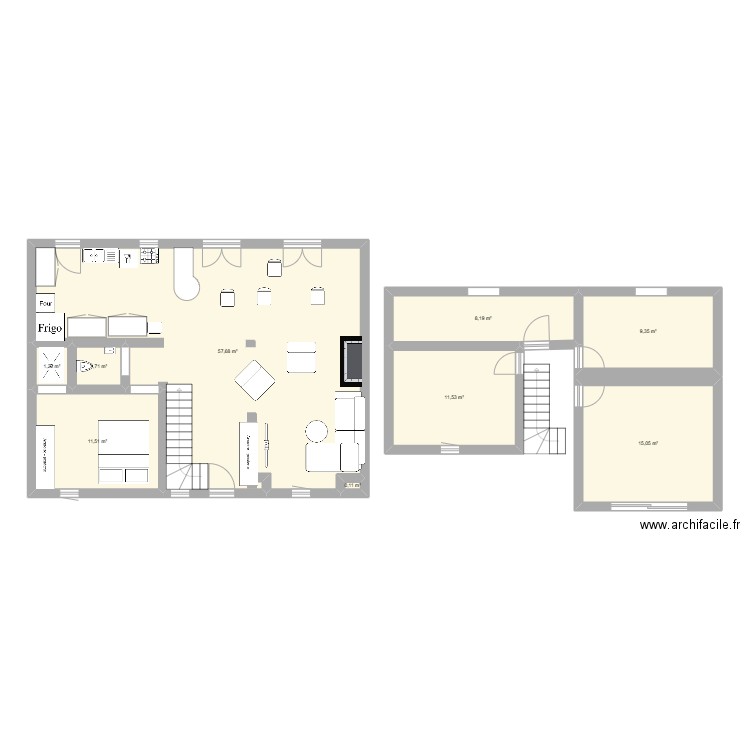 IGNY. Plan de 9 pièces et 116 m2