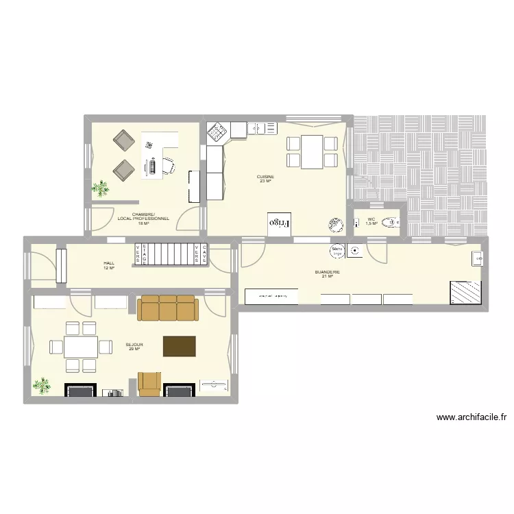 RDC SPY. Plan de 6  et 103 m²