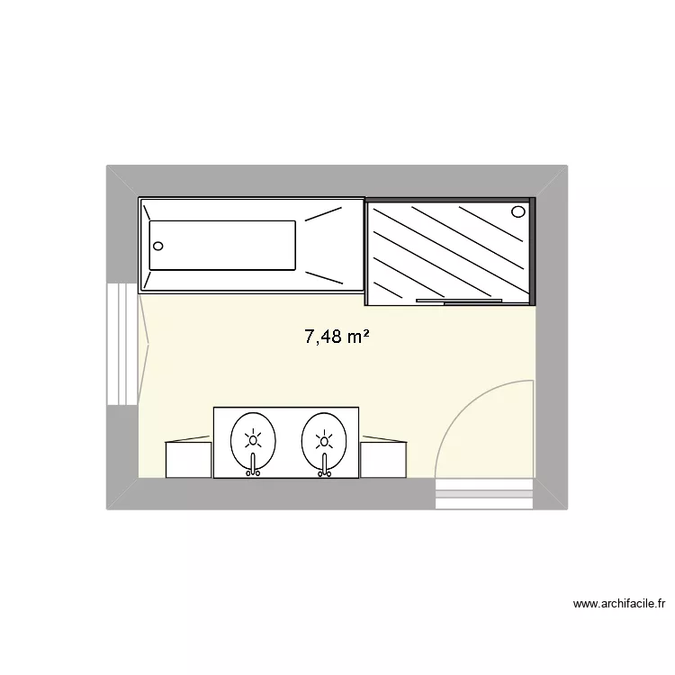 SDB. Plan de 1  et 7 m²