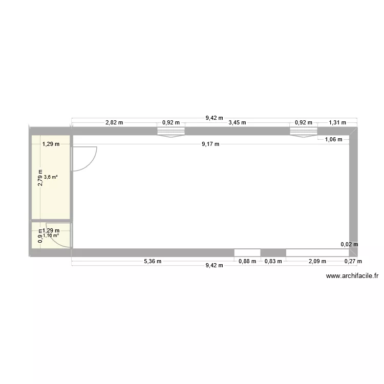 sale de billard. Plan de 2 Pièces et 5 m² sale de billard. Plan de 2 Pièces et 5 m²