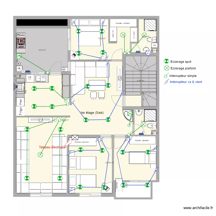 Maison El Houda Eclairage- Appt N&deg;1 (Said). Plan de 