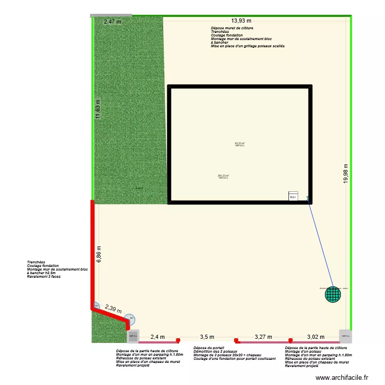 Projet MORET - &eacute;tat projet&eacute;. Plan de 7  et 398 m²