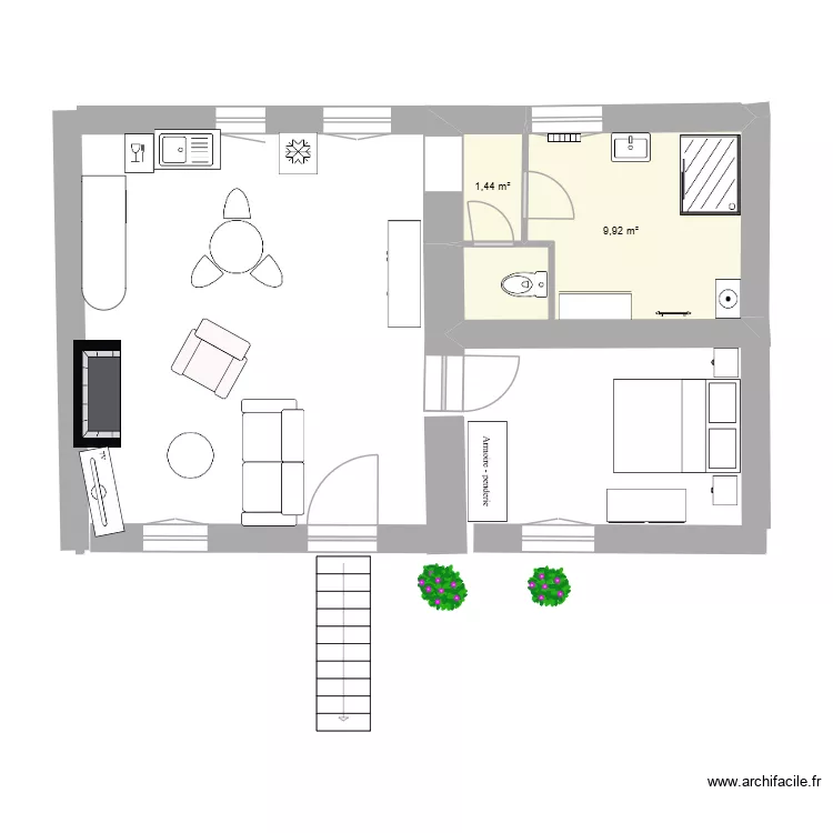 maison mamie jacqueline. Plan de 2 pièces et 11 m²