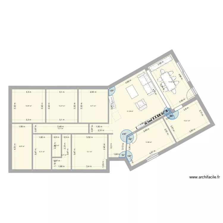 Maison Grisolles - Id&eacute;e A0. Plan de 13  et 138 m²