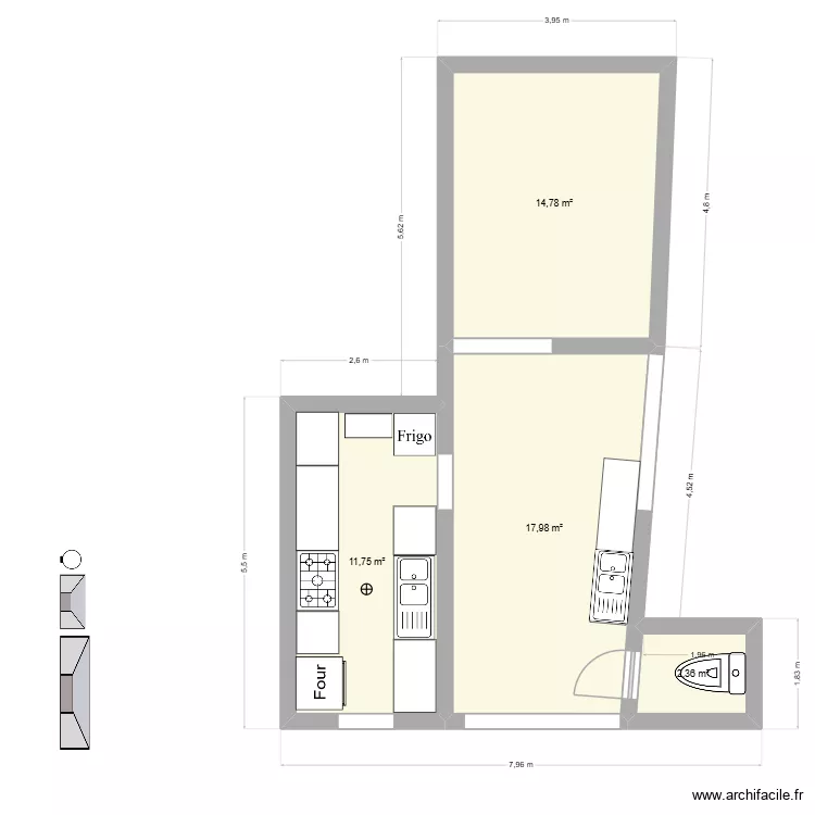 labo. Plan de 4  et 47 m²