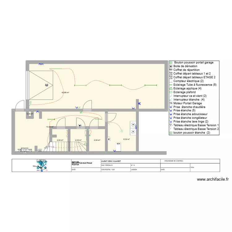 &Eacute;ric Hassaert sous sol. Plan de 7  et 73 m²
