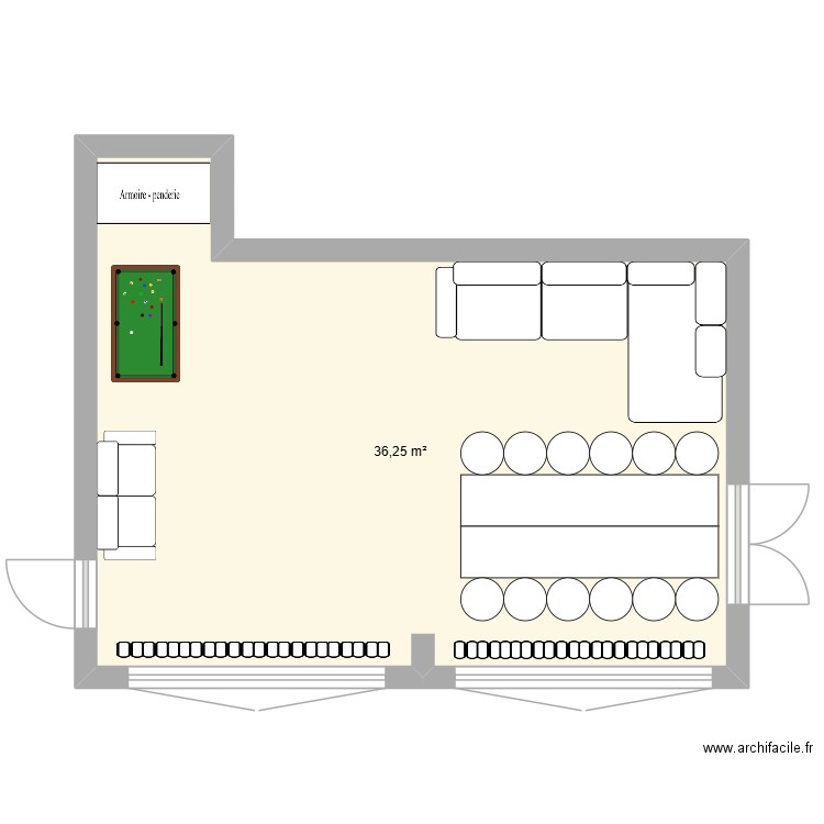 Foyer Camille. Plan de 1 pièce et 36 m2