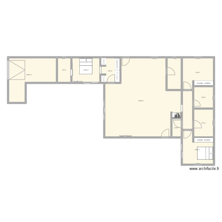 Maison meublée. Plan de 10 pièces et 163 m2