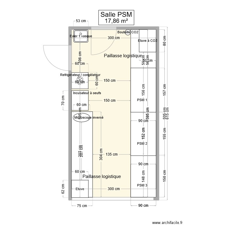 SALLE PSM. Plan de 1 pièce et 18 m2