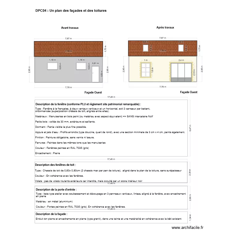 Plan de fa&ccedil;ade les herbiers. Plan de 2 pièces et 45 m²