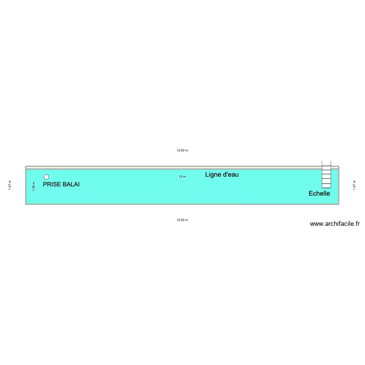 PISCINE LONGITUDINAL ECHELLE. Plan de 2 et 17 m² PISCINE LONGITUDINAL ECHELLE. Plan de 2 et 17 m²