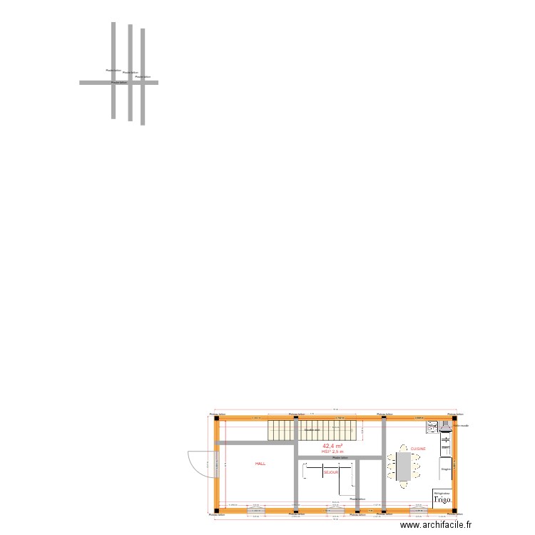 PLAN SYMPH. Plan de 1 pièce et 42 m2