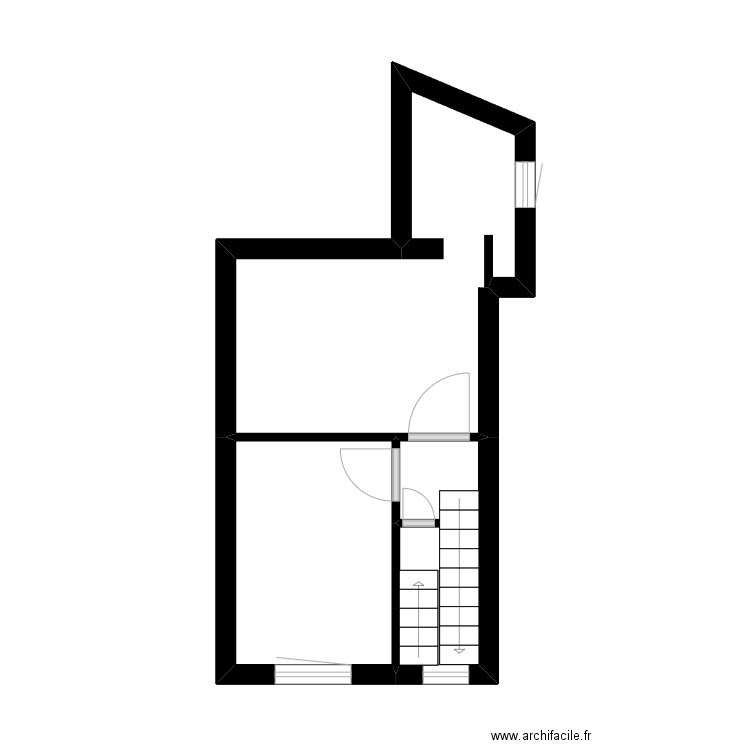 Pontisse 1er étage. Plan de 3 pièces et 19 m2