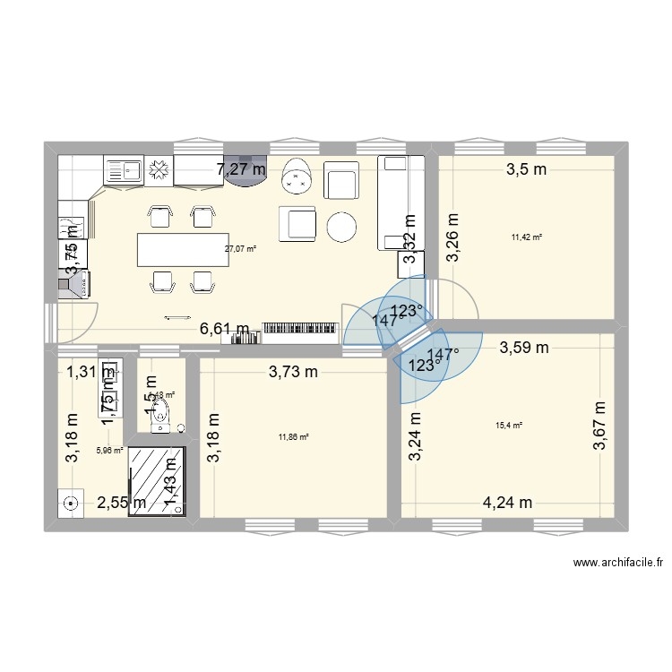 aparcament test 1. Plan de 6 pièces et 73 m2