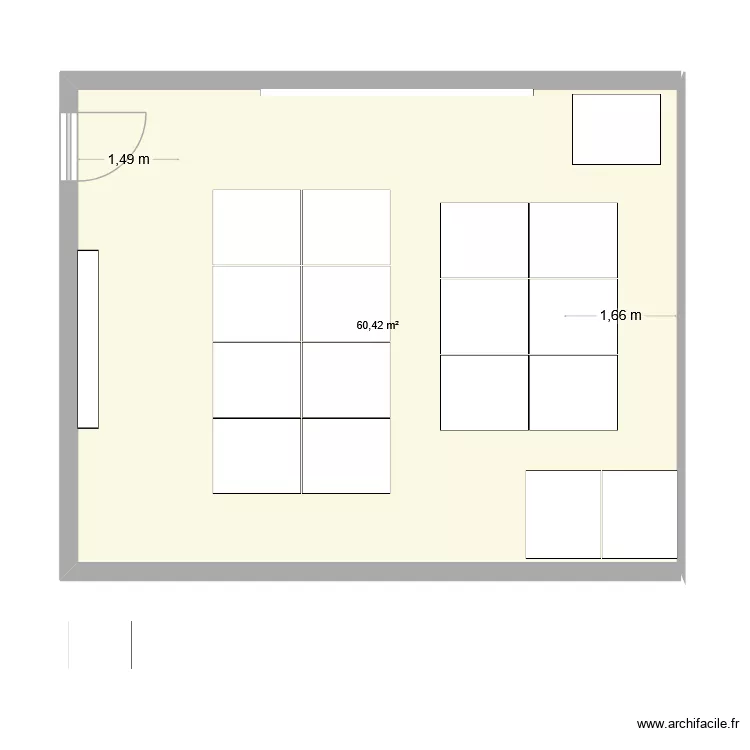 SALLE 13 VERSION 2. Plan de 1  et 60 m²
