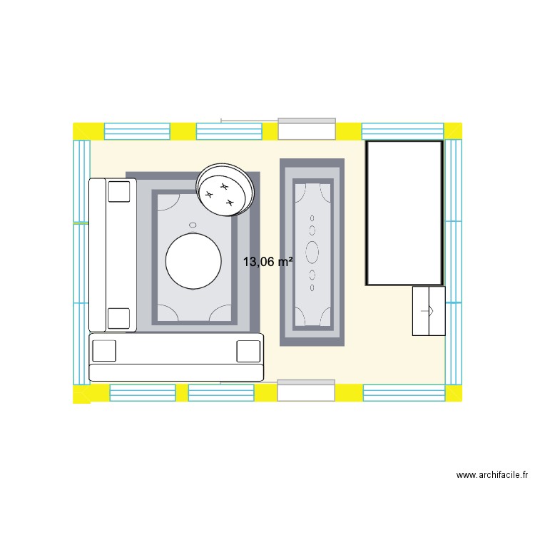 timonerie. Plan de 1 pièce et 13 m2