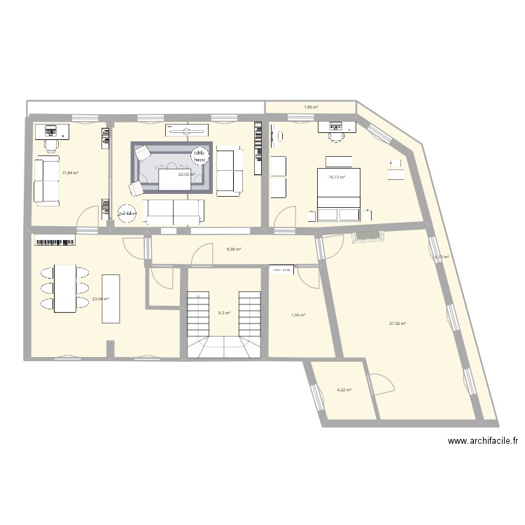 Plan B. Lepage. Plan de 11 pièces et 140 m2