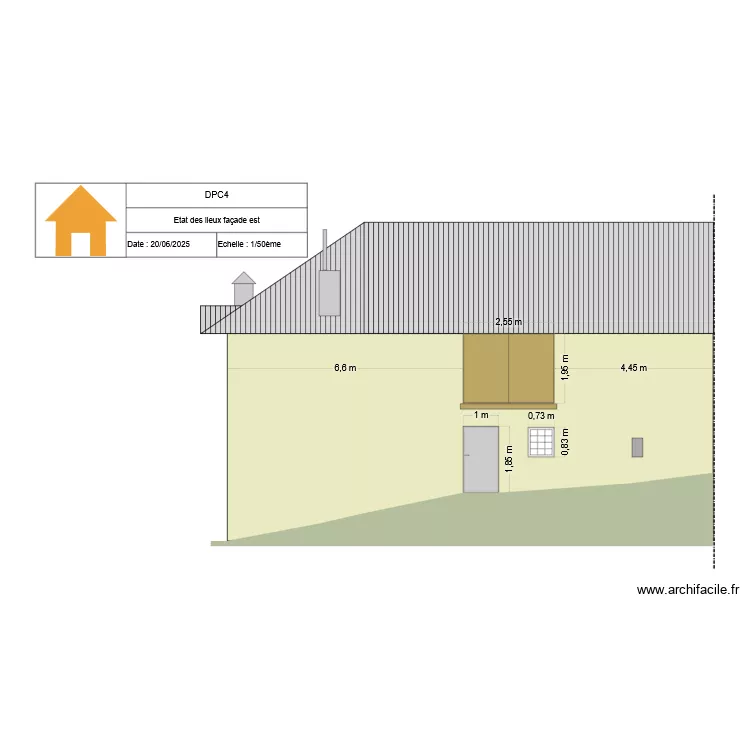 Plan façade est - état des lieux. Plan de Plan façade est - état des lieux. Plan de