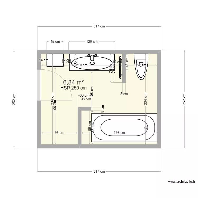 Salle de bain. Plan de 