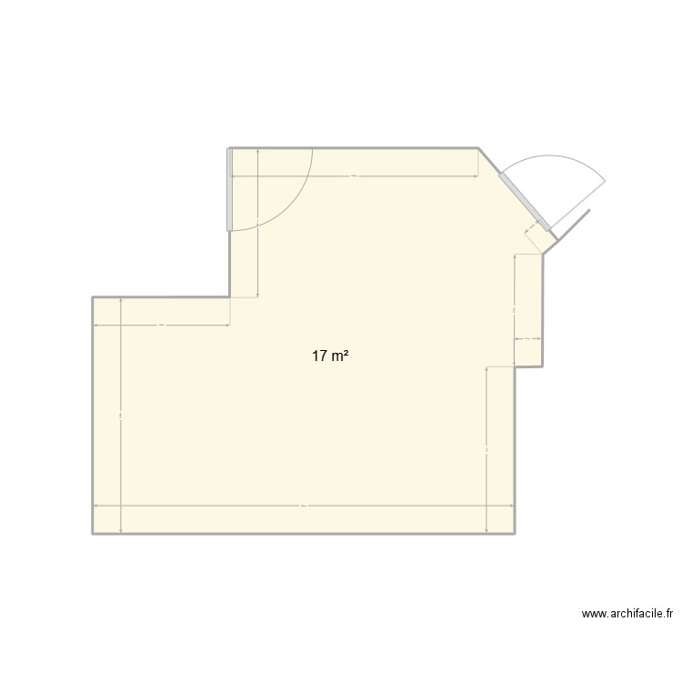 studio. Plan de 1 pièce et 17 m2