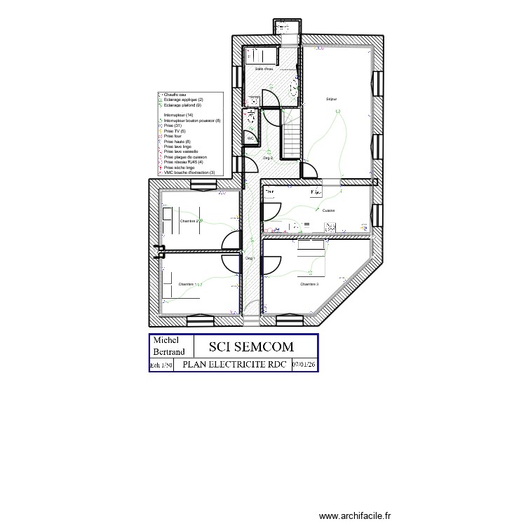 SCI SEMCOM RDC. Plan de 11 pièces et 99 m2