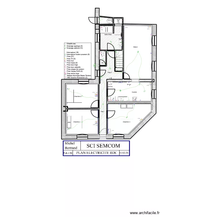 SCI SEMCOM RDC. Plan de 13 pièces et 100 m²