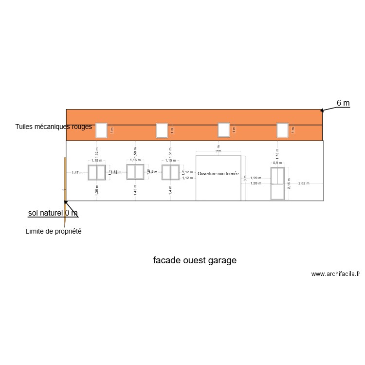 facade ouest. Plan de 0 pièce et 0 m2