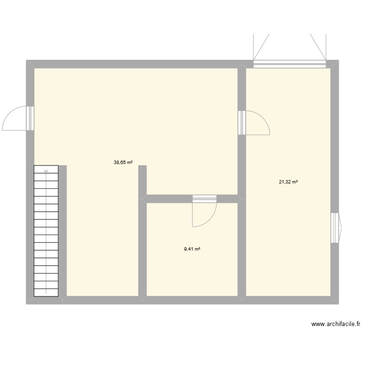 mmmmm. Plan de 3 pièces et 69 m2