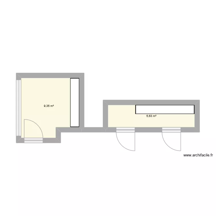 Rangements pr&eacute;au. Plan de 2  et 15 m²