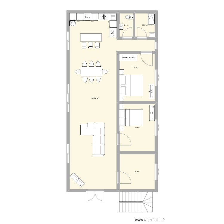 BABOU. Plan de 6 pièces et 102 m2