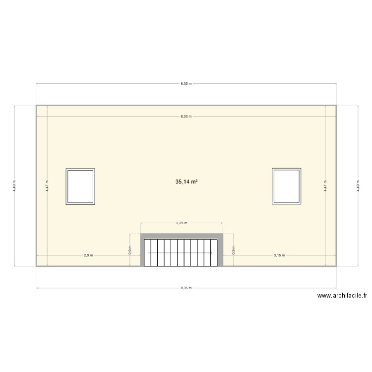 Etage 2. Plan de 2 pièces et 37 m2