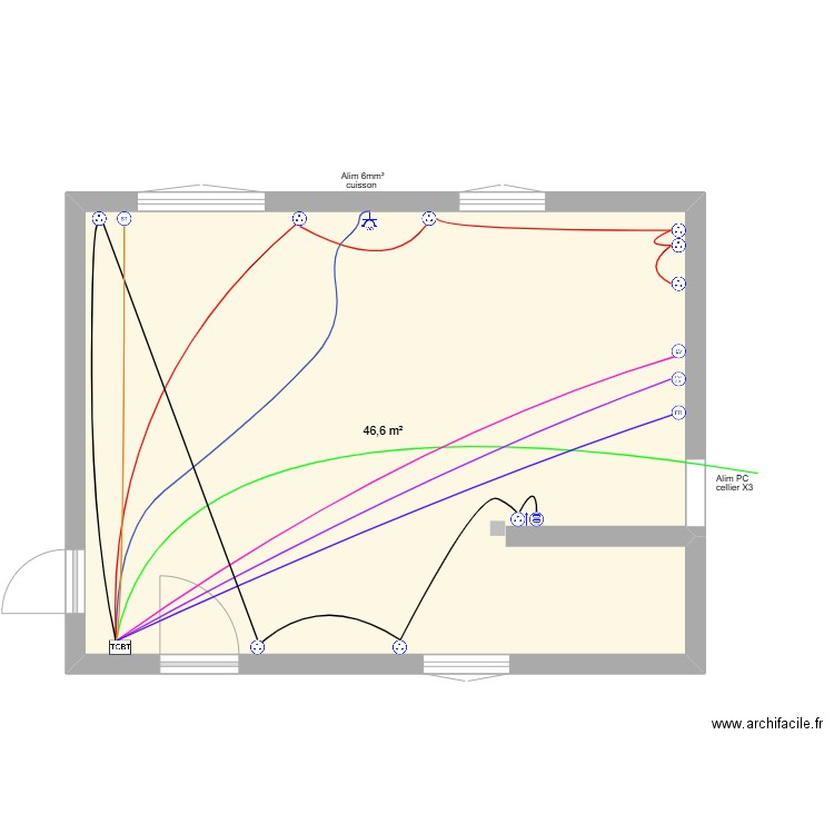 p fr. Plan de 1 pièce et 47 m2