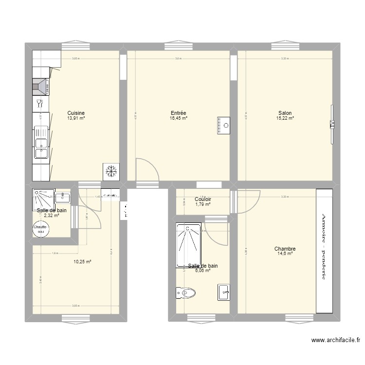 Appartement Contes. Plan de 8 pièces et 81 m2