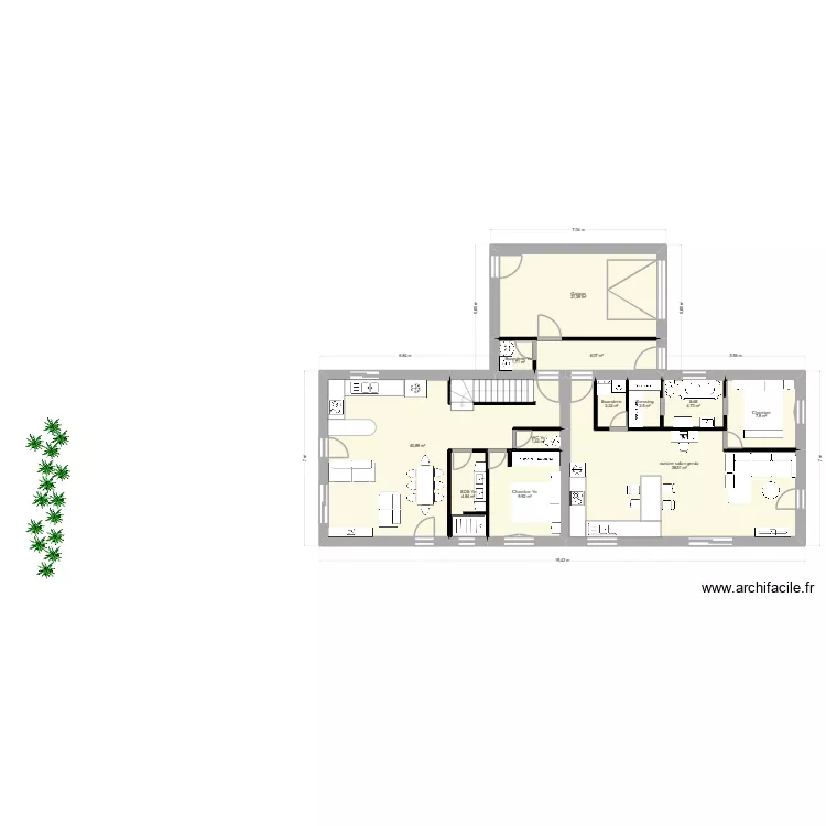 Projet Yo et G avec Mezz bis. Plan de 18  et 237 m²