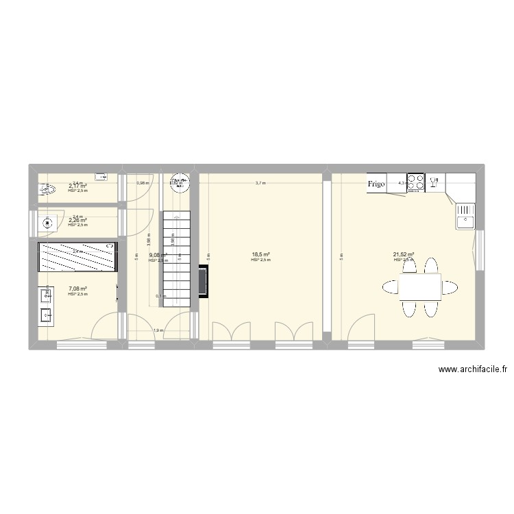 Vaumort projet. Plan de 6 pièces et 61 m2